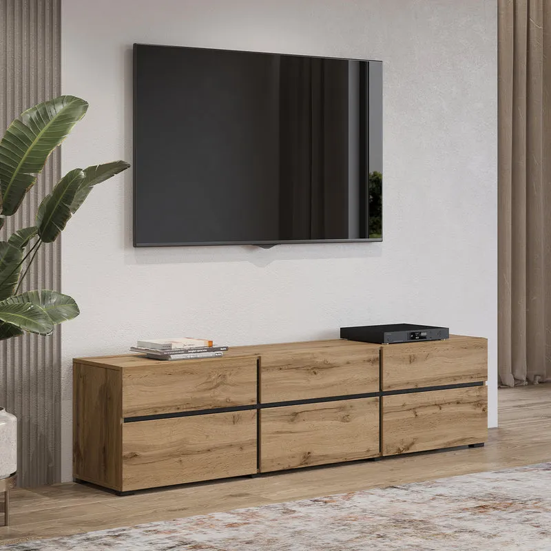 Meuble TV 3 portes 180 cm Lilia Bois