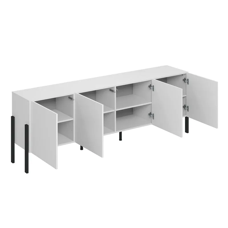Meuble TV 4 portes 200 cm Bérénice Blanc