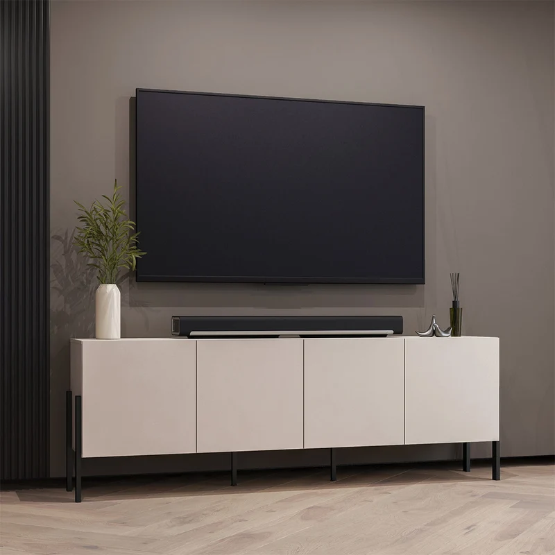 Meuble TV 4 portes 200 cm Bérénice Cachemire