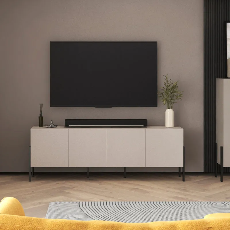 Meuble TV 4 portes 200 cm Bérénice Cachemire