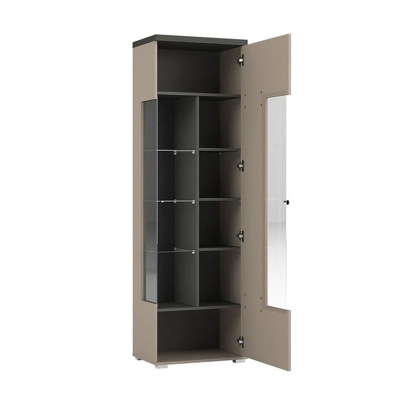 Vitrine 1 porte Opio Taupe et Anthracite