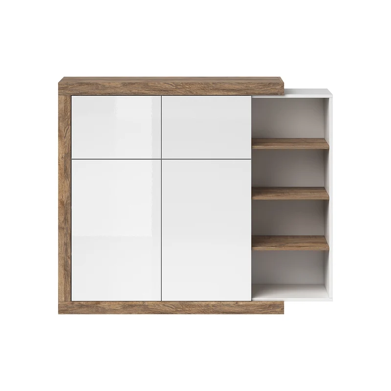 Buffet haut 4 portes Azior Blanc et Bois