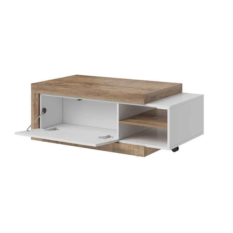 Table basse 1 porte Azior Blanc et Bois