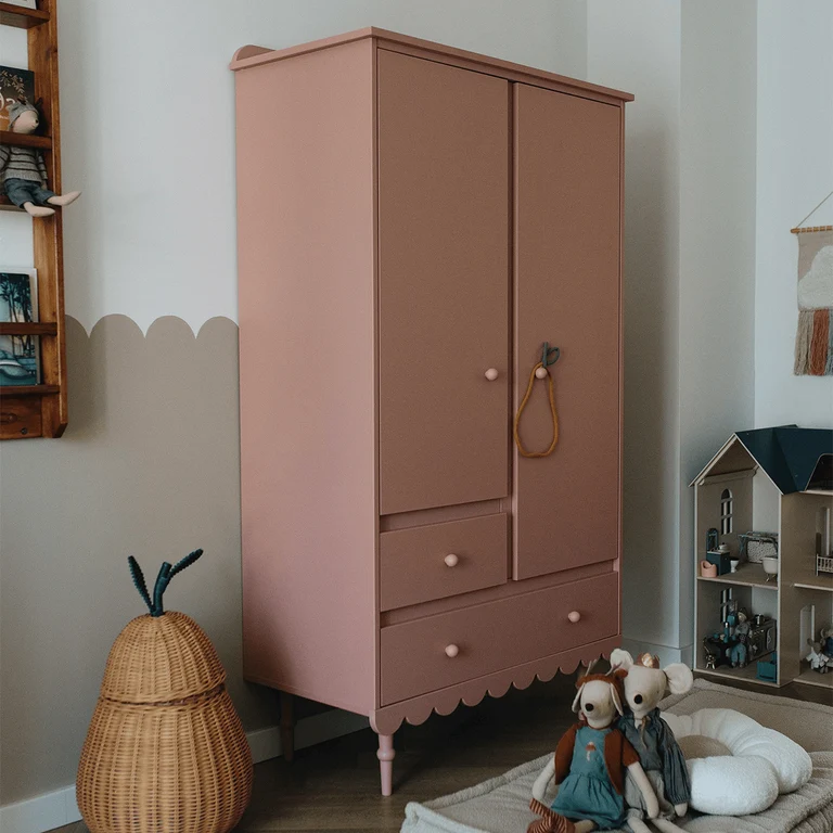 Commode 3 tiroirs et armoire 2 portes Wood Luck Babushka Rose