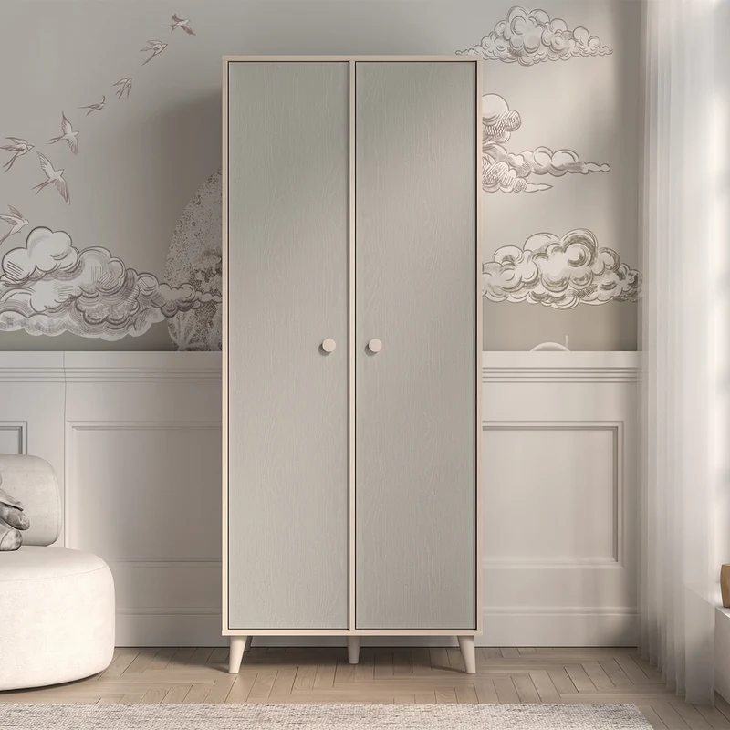 Armoire 2 portes Alycia Beige et Gris