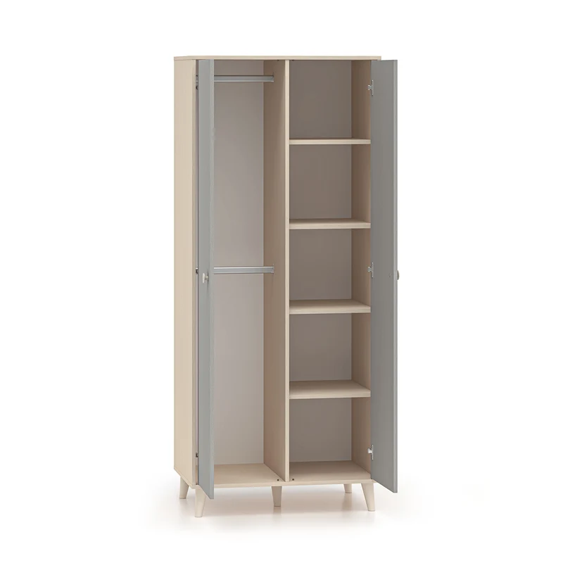 Armoire 2 portes Alycia Beige et Gris