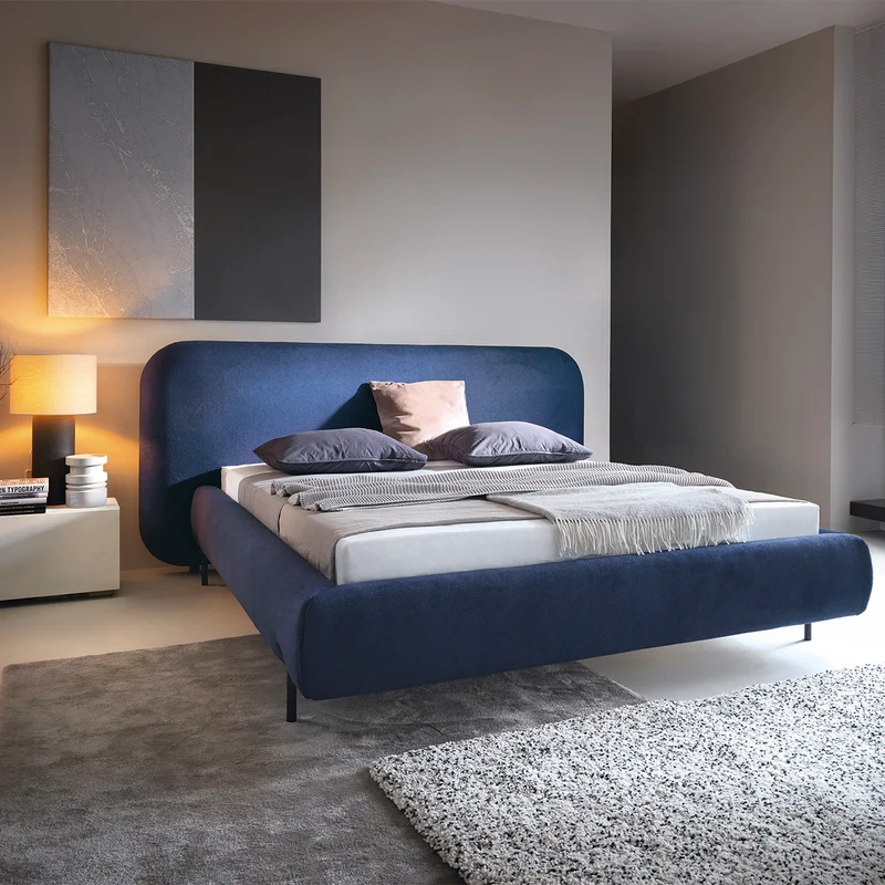 Lit coffre 160x200 sommier inclus Tobias Bleu