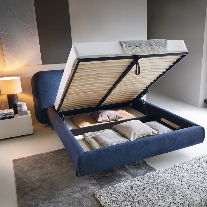 Lit coffre 160x200 sommier inclus Tobias Bleu