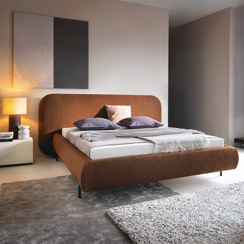Lit coffre 160x200 sommier inclus Tobias Brique