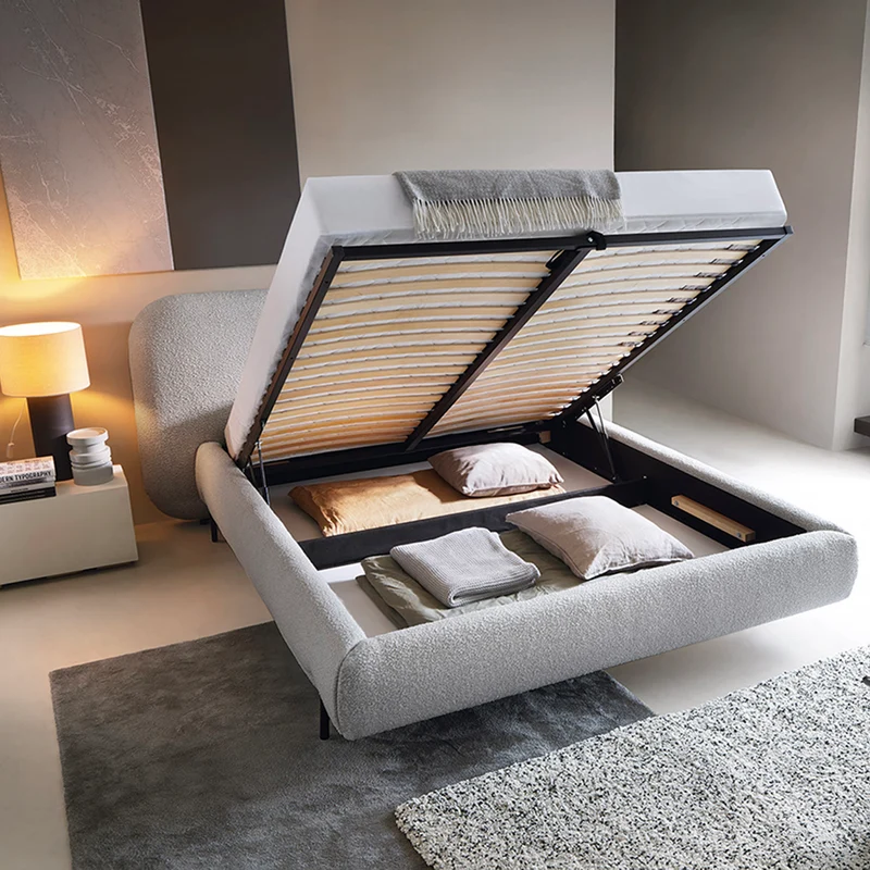 Lit coffre 160x200 sommier inclus Tobias Gris clair