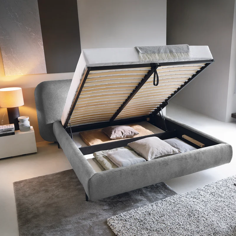 Lit coffre 180x200 sommier inclus Tobias Gris