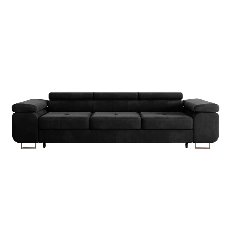 Canapé convertible 3 places Wilson velours Noir