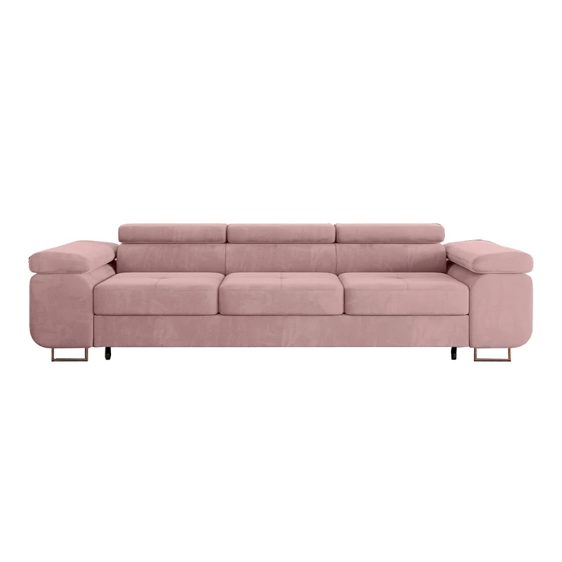 Canapé convertible 3 places Wilson velours Rose
