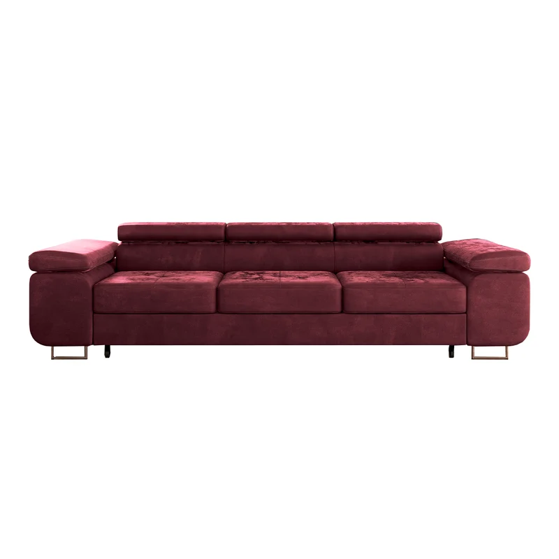Canapé convertible 3 places Wilson velours Bordeaux