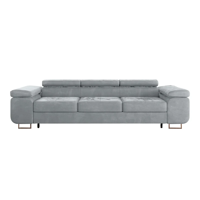 Canapé convertible 3 places Wilson velours Gris