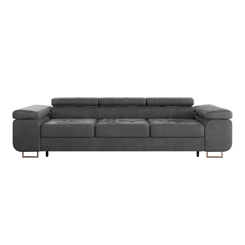 Canapé convertible 3 places Wilson velours Gris foncé