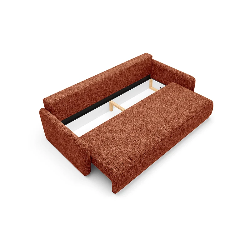 Canapé convertible 3 places avec coffre Lazare Terracotta