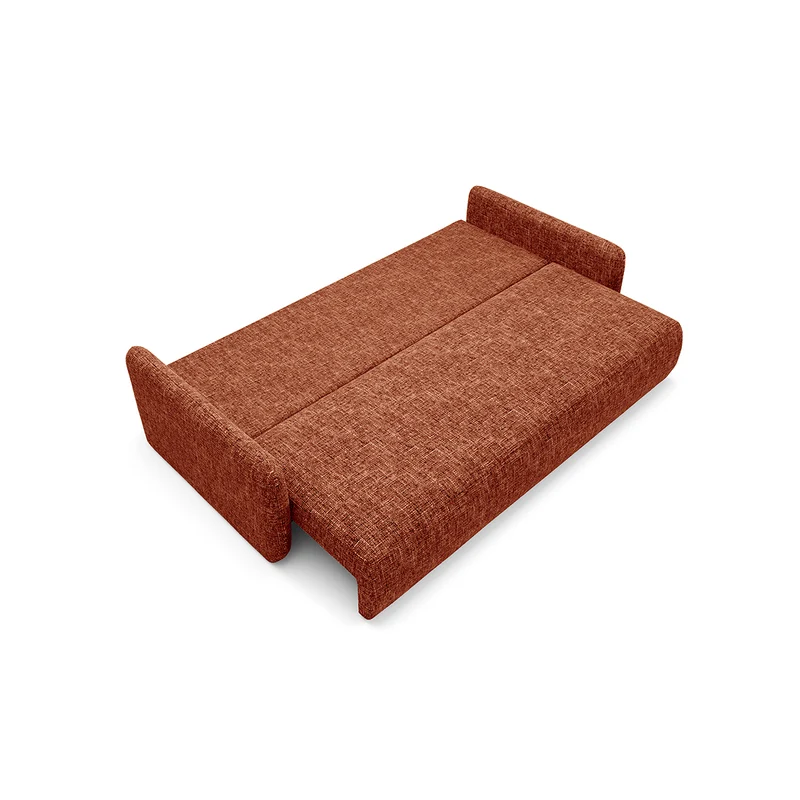 Canapé convertible 3 places avec coffre Lazare Terracotta