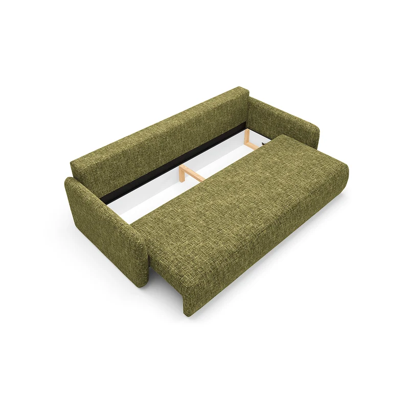 Canapé convertible 3 places avec coffre Lazare Vert