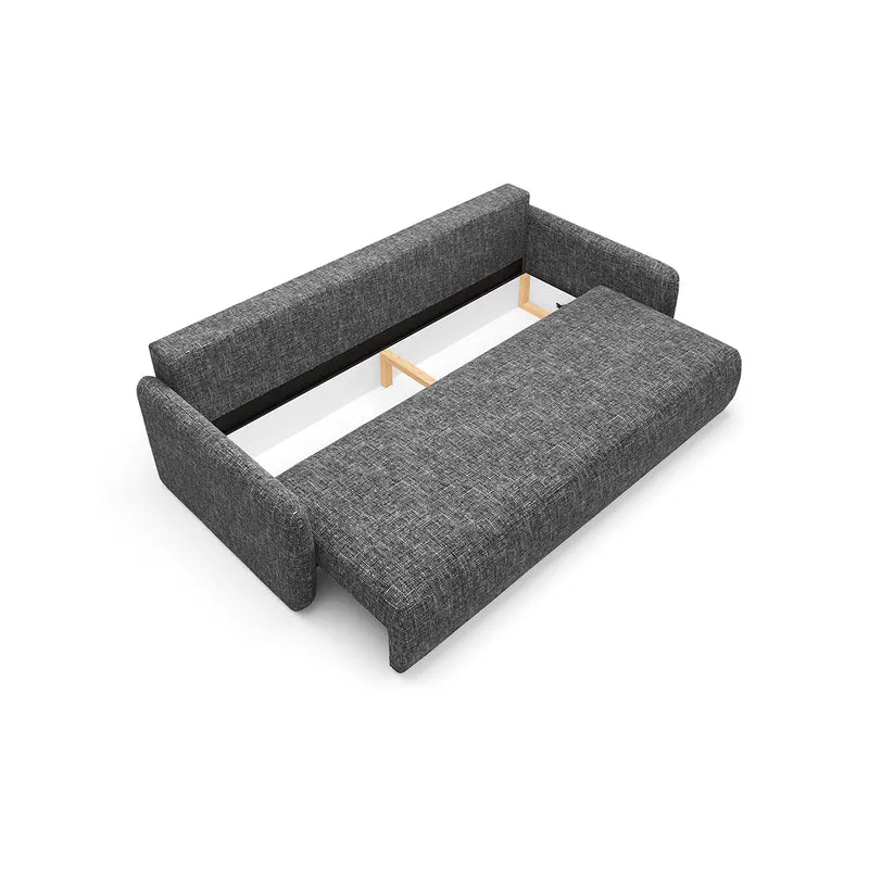 Canapé convertible 3 places avec coffre Lazare Gris foncé