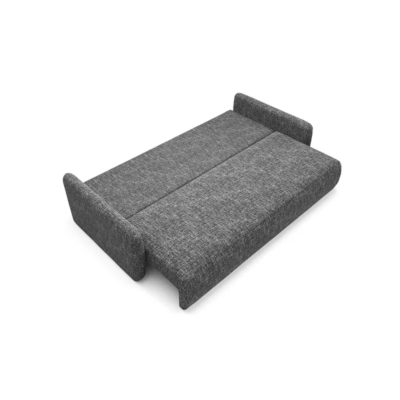 Canapé convertible 3 places avec coffre Lazare Gris foncé
