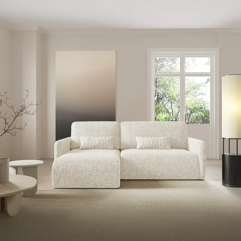Canapé d'angle réversible et convertible 3 places avec coffre Lazare Blanc cassé