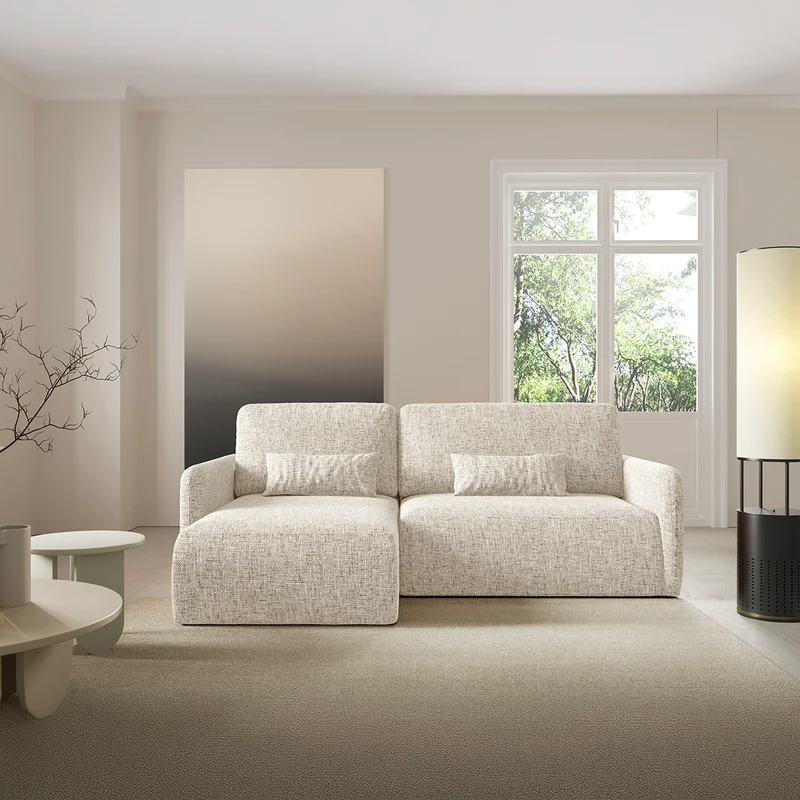 Canapé d'angle réversible et convertible 3 places avec coffre Lazare Gris clair