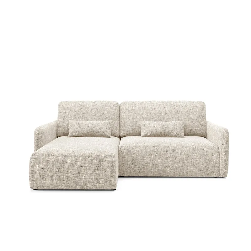 Canapé d'angle réversible et convertible 3 places avec coffre Lazare Gris clair