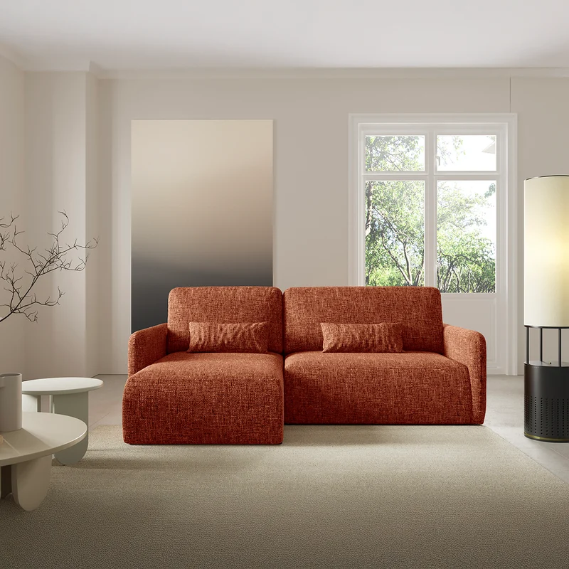 Canapé d'angle réversible et convertible 3 places avec coffre Lazare Terracotta