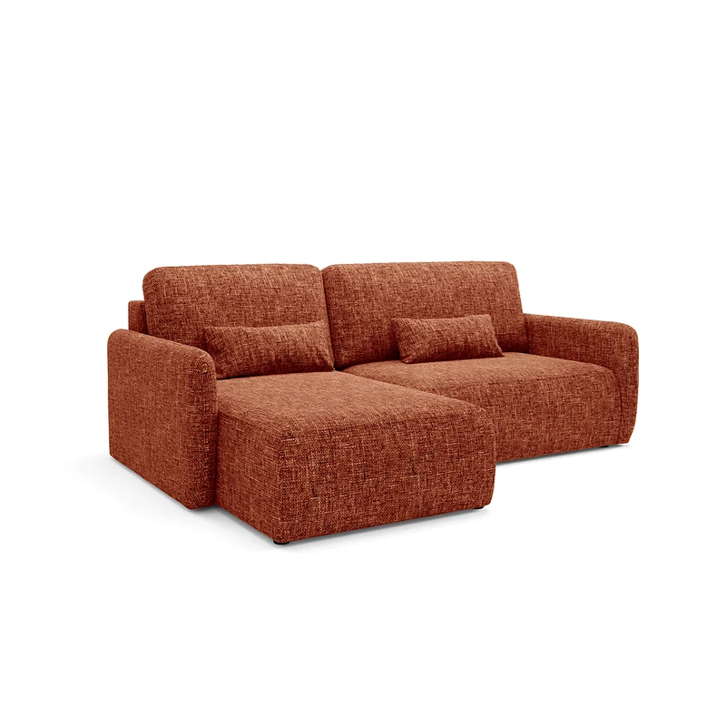 Canapé d'angle réversible et convertible 3 places avec coffre Lazare Terracotta