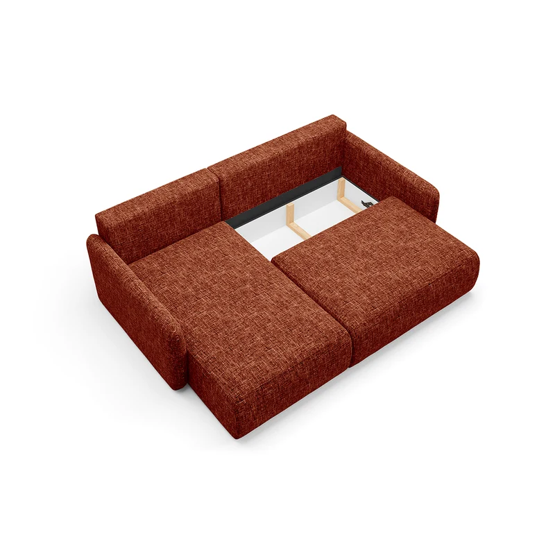 Canapé d'angle réversible et convertible 3 places avec coffre Lazare Terracotta