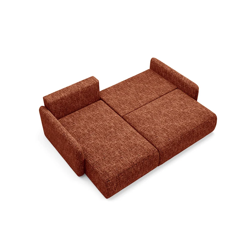 Canapé d'angle réversible et convertible 3 places avec coffre Lazare Terracotta