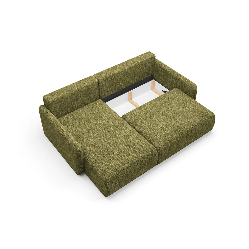 Canapé d'angle réversible et convertible 3 places avec coffre Lazare Vert