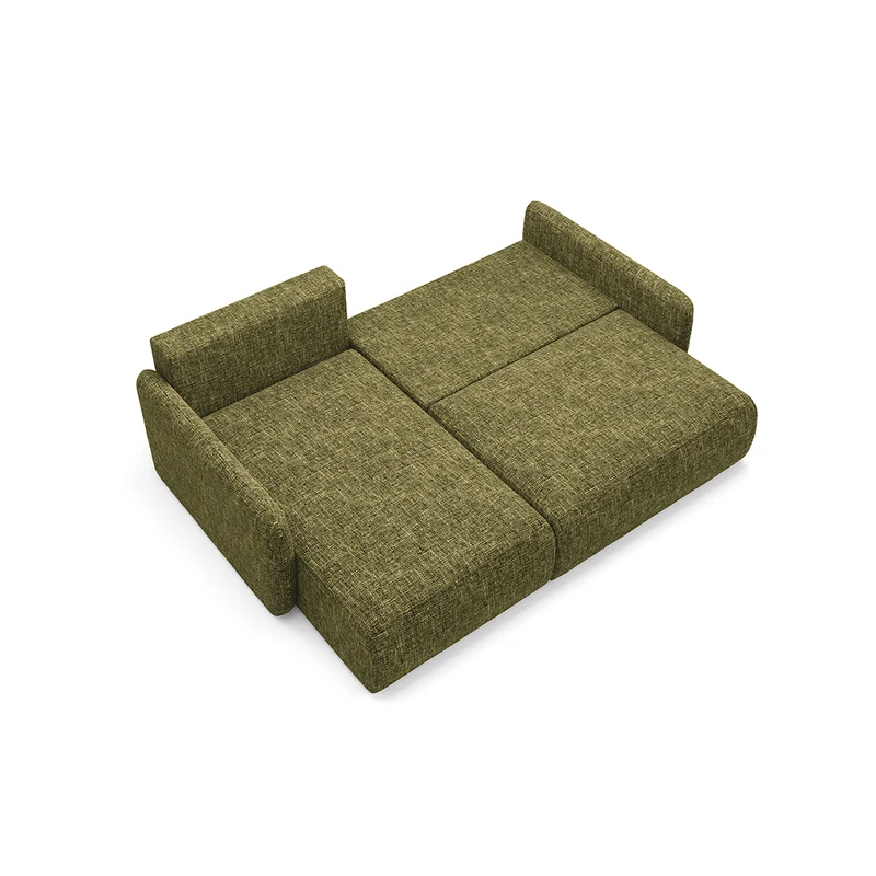 Canapé d'angle réversible et convertible 3 places avec coffre Lazare Vert
