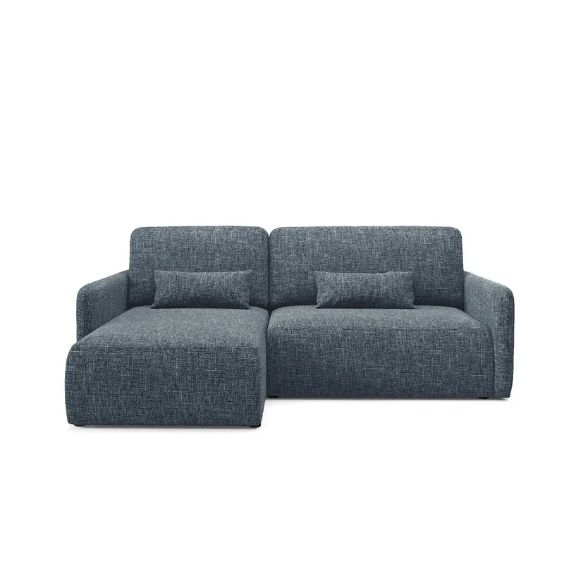 Canapé d'angle réversible et convertible 3 places avec coffre Lazare Bleu