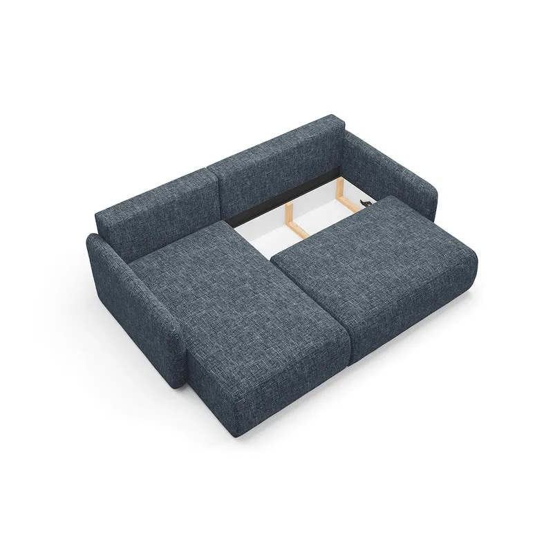 Canapé d'angle réversible et convertible 3 places avec coffre Lazare Bleu