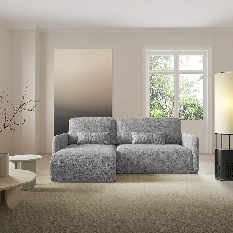 Canapé d'angle réversible et convertible 3 places avec coffre Lazare Gris