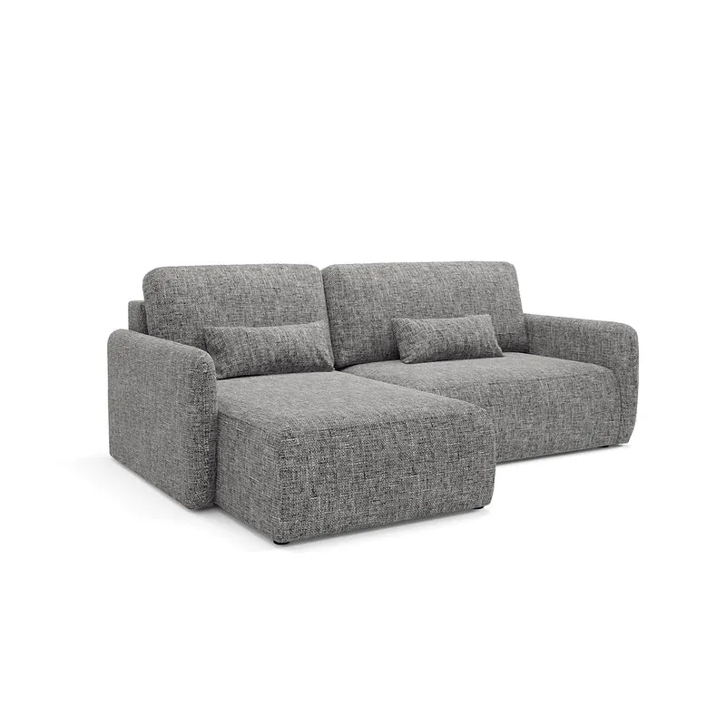 Canapé d'angle réversible et convertible 3 places avec coffre Lazare Gris
