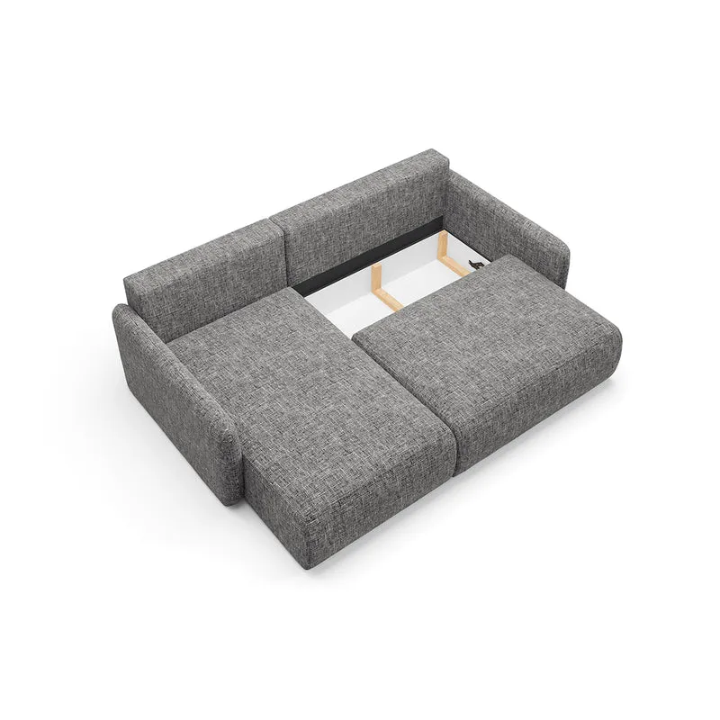 Canapé d'angle réversible et convertible 3 places avec coffre Lazare Gris
