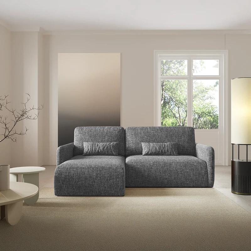 Canapé d'angle réversible et convertible 3 places avec coffre Lazare Gris foncé