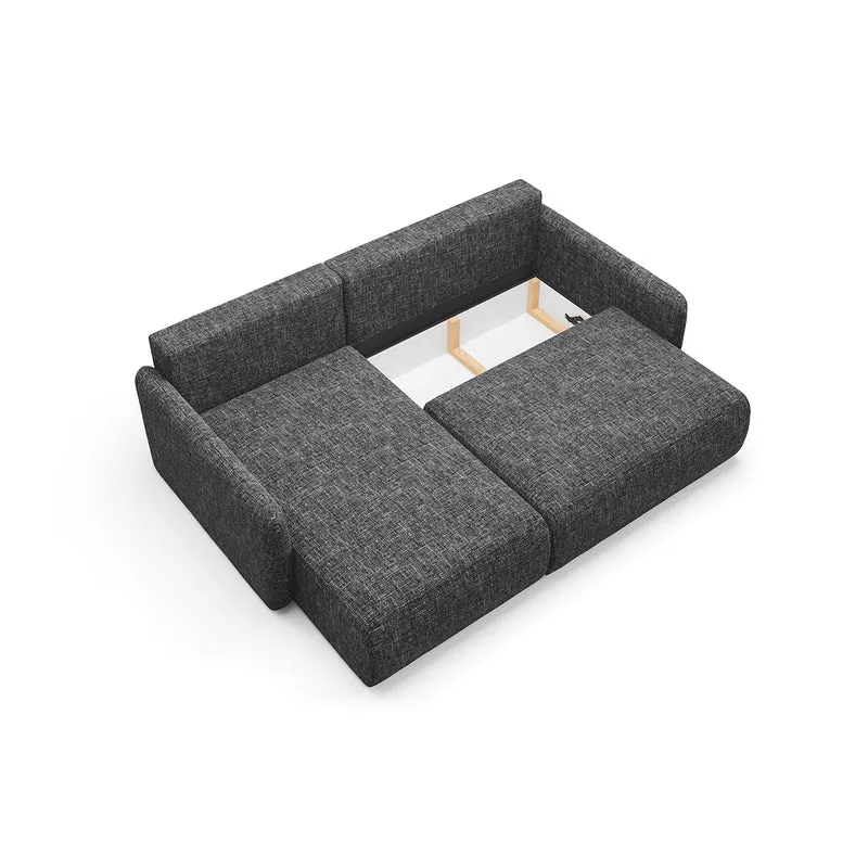 Canapé d'angle réversible et convertible 3 places avec coffre Lazare Gris foncé