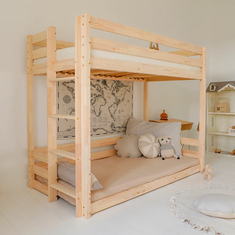 Lit superposé 90x190 au sol sommiers inclus Anaëlle Bois