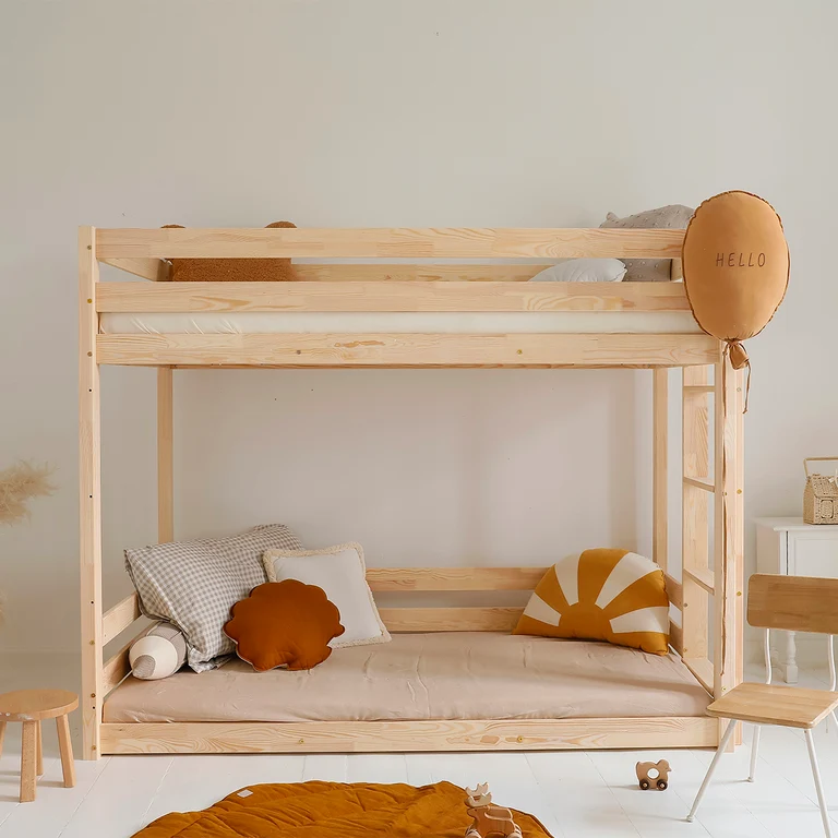 Lit superposé 90x200 au sol sommiers inclus Anaëlle Bois