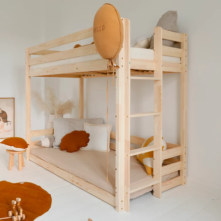 Lit superposé 90x200 au sol sommiers inclus Anaëlle Bois