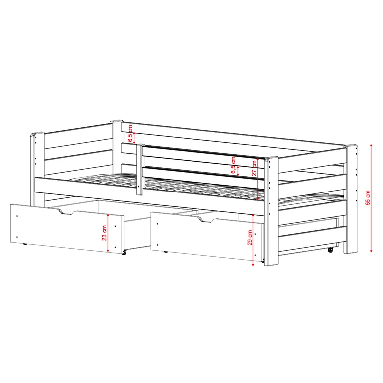 Lit 90x200 sommier et tiroirs inclus Erwan Bois
