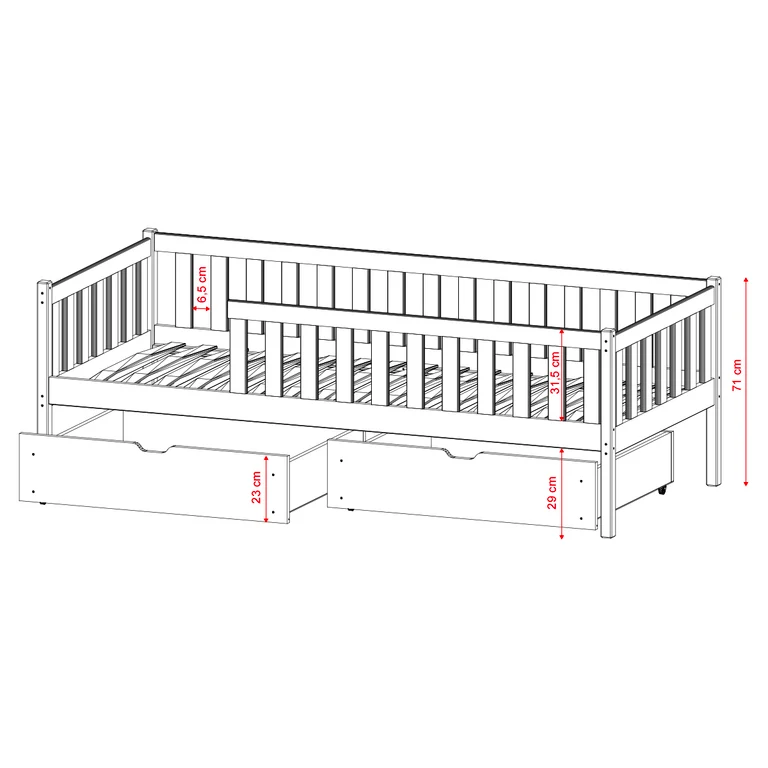 Lit 90x190 sommier et tiroirs inclus Antoine Bois