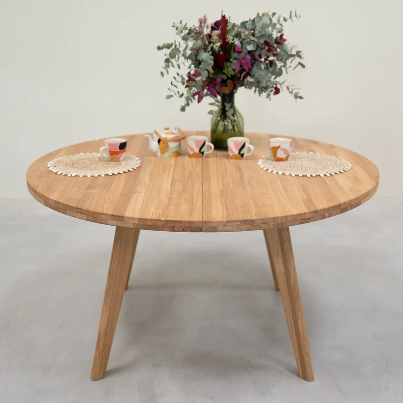 Table de salle à manger ronde et à rallonges en chêne massif LEA | NordicStory