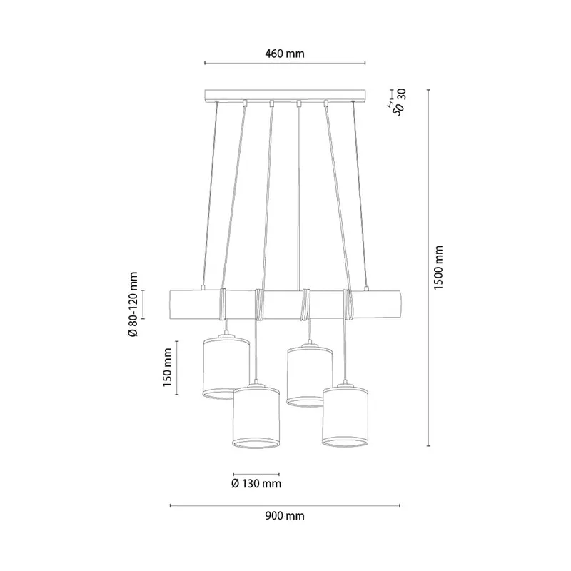 Suspension whisky TRENO 4 abats jours