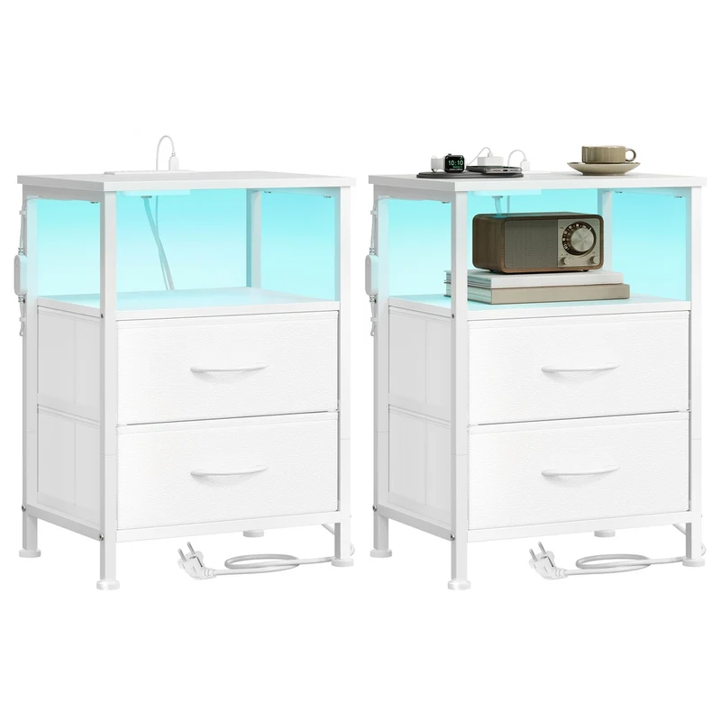Table de chevet avec prise led et fonction de charge pour chambre