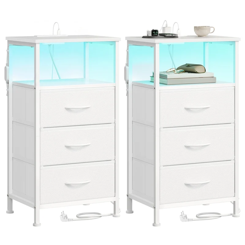 Table de chevet avec prise led et fonction de charge pour chambre